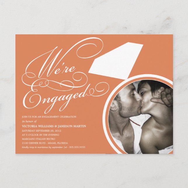 LARANJA E ANEL BRANCO | CONVITE PARA JANTO DE noiv (Frente)