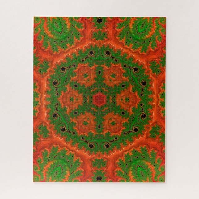 Laranja e Caleidoscópio Verde Quebra-cabeça (Vertical)