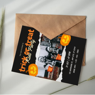 Laranja e Preto Doces ou Travessuras Convite de Ha
