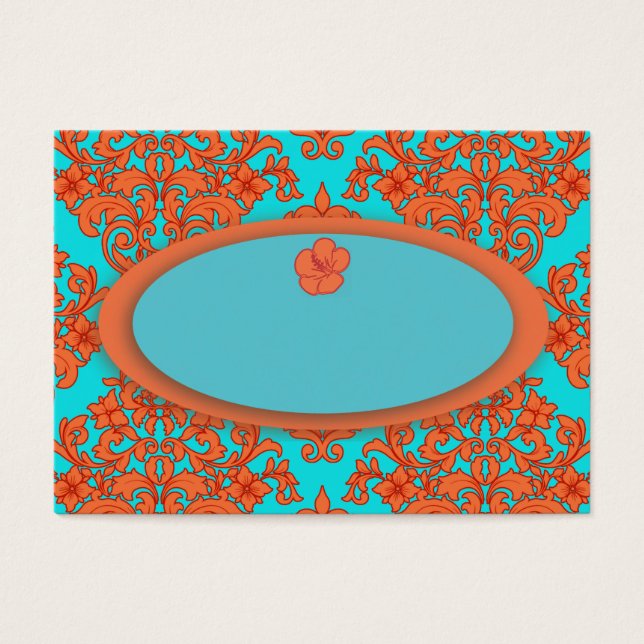 Laranja e Turquesa Damask (Frente)