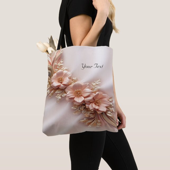 Laranja Elegante Peach Floral Tote Bag (Close Up)