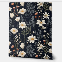 Laranja floral e flores beges pretas