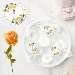 Laranja Floral Elegante Dourado Glitter Geo Monogr