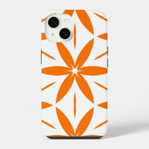Laranja Geométrico Floral Moderno de Meados do Séc