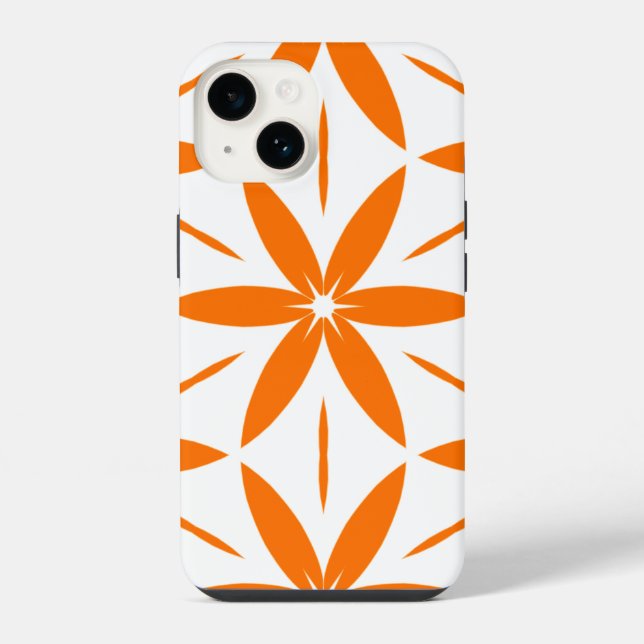 Laranja Geométrico Floral Moderno de Meados do Séc (Verso)