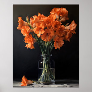 Laranja Gladiolus Flores Impressão