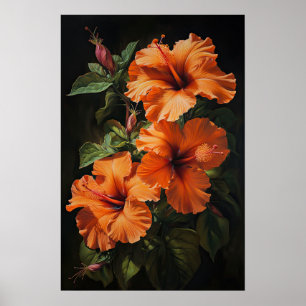 Laranja Hibiscus Flower Art Impressão