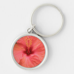 Laranja Hibiscus Flower Macro Chaveiro