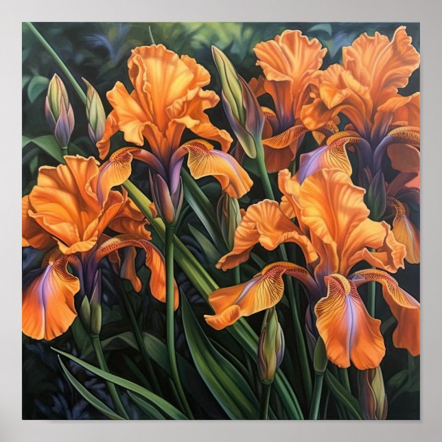Laranja Levanta Impressão de Arte Flor (Frente)