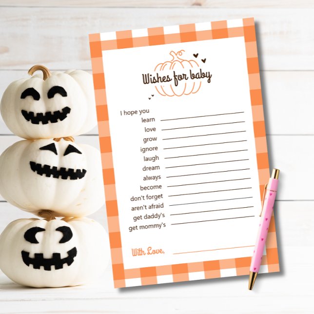 Laranja Marrom Retro Mínimo Desejos De Abóbora Par (Criador carregado)