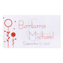 Laranja Moderno Ponto Floral Simples Casamento Mar