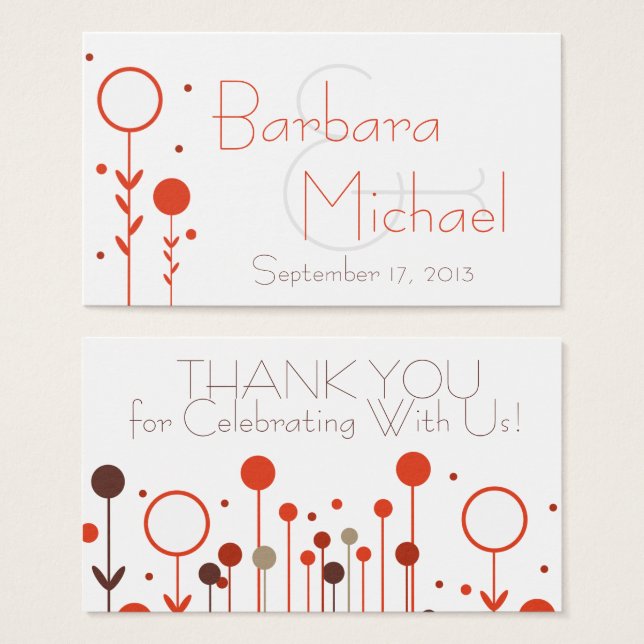 Laranja Moderno Ponto Floral Simples Casamento Mar (Frente & Verso)