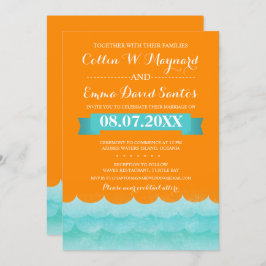 Laranja Nos Convites de casamento Marítimos Náutic