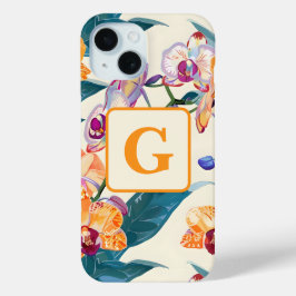 Laranja Orquídea monograma cobertor de velo