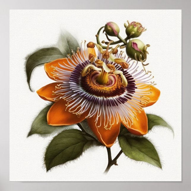 Laranja Passeio Flor Arte Impressão (Frente)