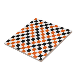 Laranja Preto e Branco Xadrez 