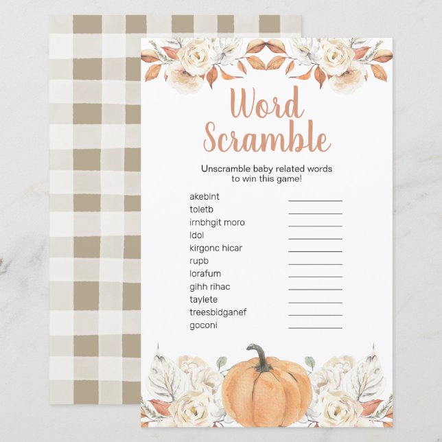 Laranja Pumpkin Russo Palavras Florais Scramble (Frente/Verso)