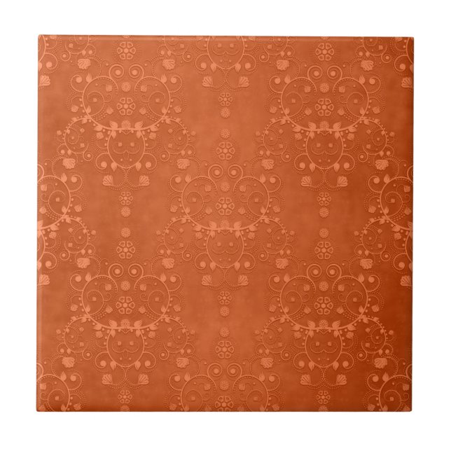 Laranja Queimada Profunda Padrão Damask Fancy (Frente)