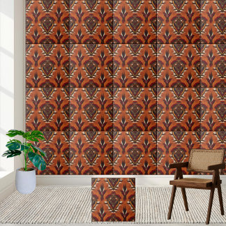 Laranja queimado e Azulejo africano simétrico verm