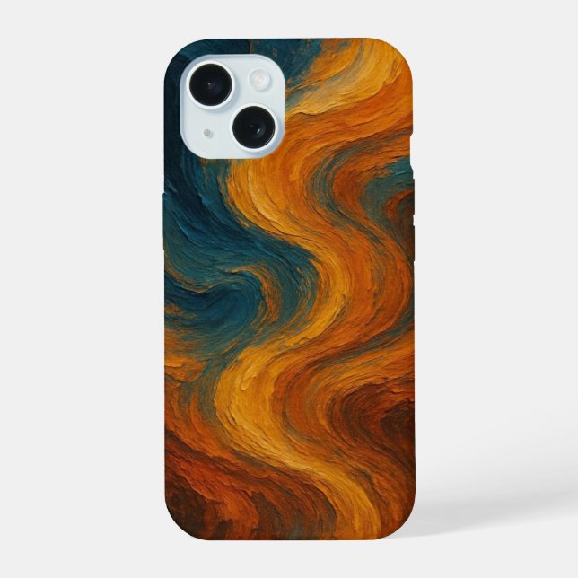 Laranja Queimado Terroso e Azul Turquesa Pintura a (Verso)
