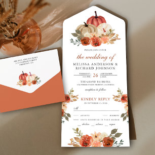 Laranja Queimado Terroso Floral Casamento de Abóbo