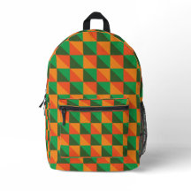 Laranja retrô e padrão abstrato geométrico verde