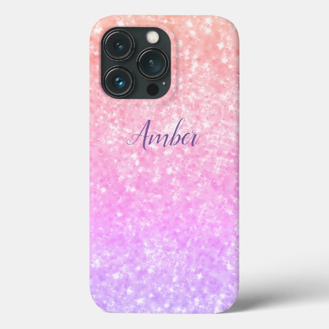 Laranja Rosa Brilho Glitter Elegante Personalizado (Verso)