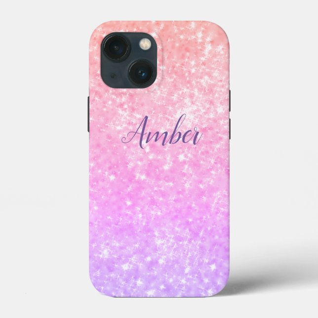Laranja Rosa Brilho Glitter Elegante Personalizado (Verso)