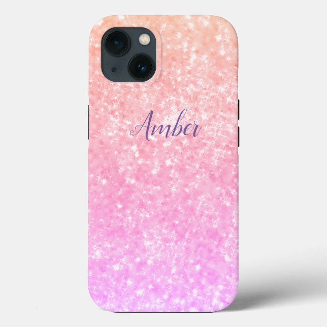 Laranja Rosa Brilho Glitter Elegante Personalizado (Verso)
