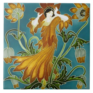 Laranja Tulipa Arte Nova Floral Walter Crane