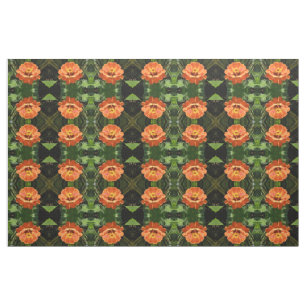 Laranja Zinnia Tecido Padrão Floral