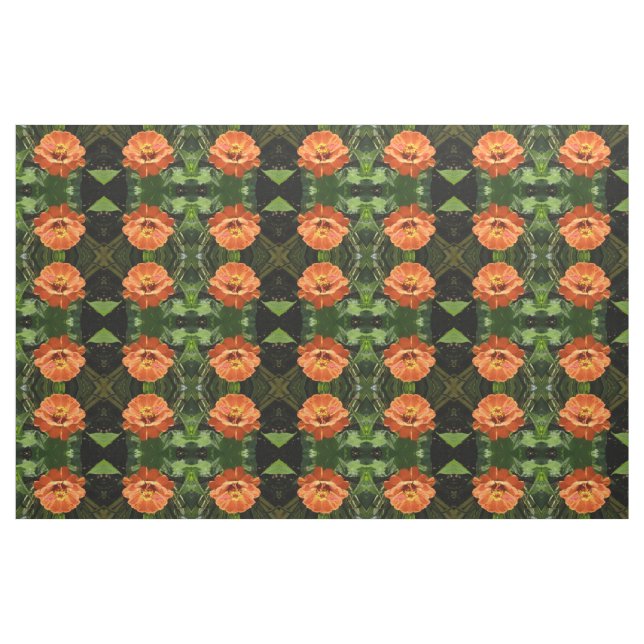 Laranja Zinnia Tecido Padrão Floral (Fat Quarter)