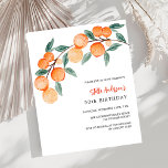 Laranjas com cores aquáticas convite de aniversári<br><div class="desc">Um branco. Decorados com laranjas de cor aquosa. Personalize e adicione um nome e detalhes da parte. 1 folha = 1 convite impresso de borda a borda.</div>