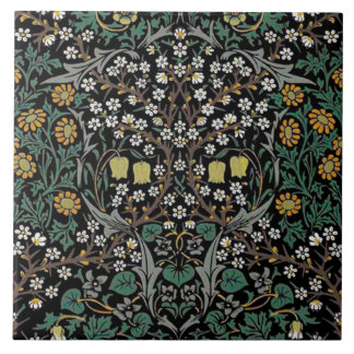 Lareira de azulejo cerâmica William Morris designs