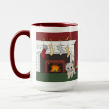Lareira gatinha caneca de Natal grande sonho