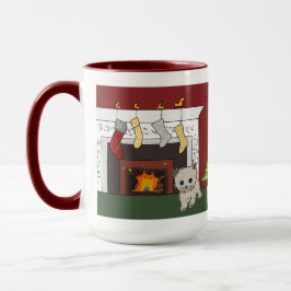 Lareira gatinha caneca de Natal grande sonho