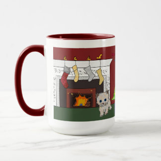 Lareira gatinha caneca de Natal grande sonho