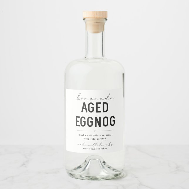 Large Homemade Aged Eggnog Bottle Label (Frente)