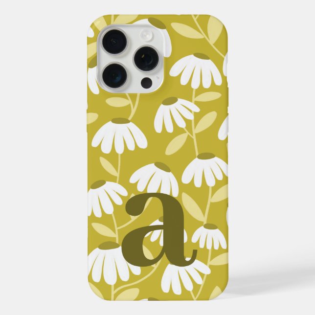 Large Monogram Letter Dark Gold Floral Pattern (Verso)