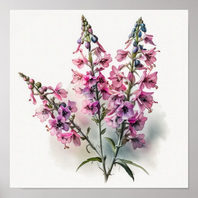 Larkspur Flower Art Poster (Frente)