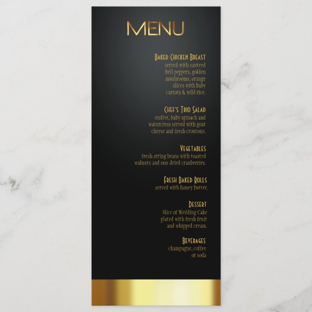 Las Vegas afortunado no preto/ouro do menu do (Frente)