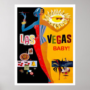 Las Vegas, menina do casino, poster das viagens