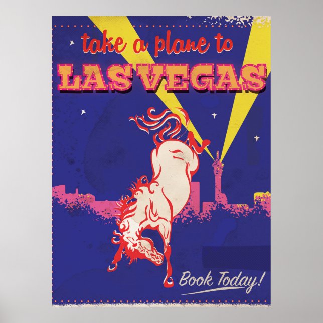 Las Vegas, poster de viagens retrô de Nevada. (Frente)