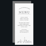 Las Vegas Skyline | Menu Janto Evento de Casamento<br><div class="desc">Um conjunto de menus personalizados de comida para o seu próximo evento temático de casamento na linda e famosa cidade de Las Vegas. Ele apresenta uma ilustração desfeita do horizonte da cidade. Acima disso, são pontos para a sua seleção de menu exclusiva. No verso está uma cor de cinza de...</div>