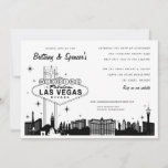 Las Vegas Strip | Convite Para Casamento De Las Ve<br><div class="desc">Preto e branco ilustraram o convite para o casamento em Las Vegas. Escrita retrorativa e tipografia. Clique em "personalizar" para adicionar ou mover o texto conforme necessário.</div>