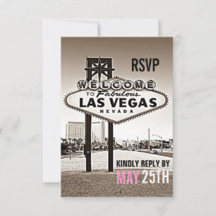 Las Vegas Vintage Sepia Moderno Casamento RSVP