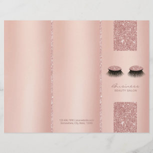 Lashes Blashes Dourados com três dobras de Rosa d
