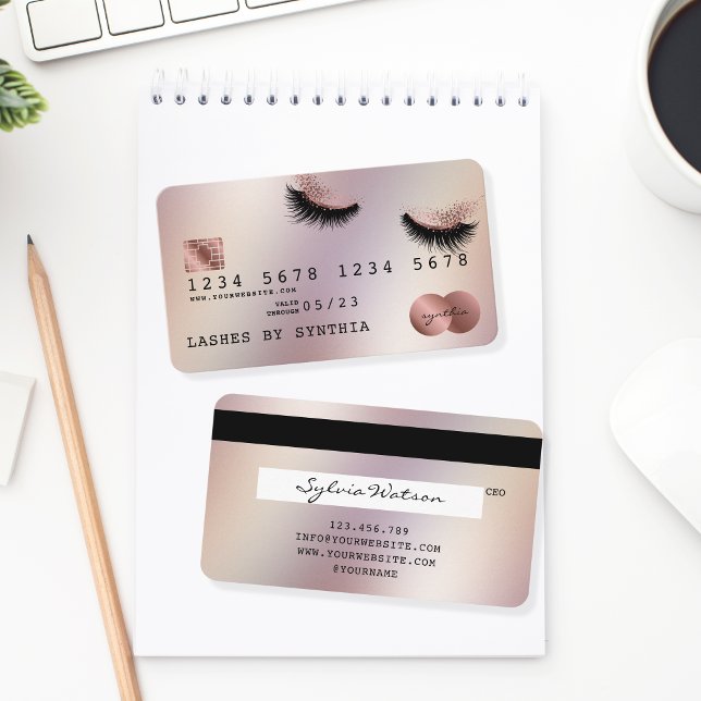 Lashes longos Rosa Dourados  com cartão de crédito (Criador carregado)