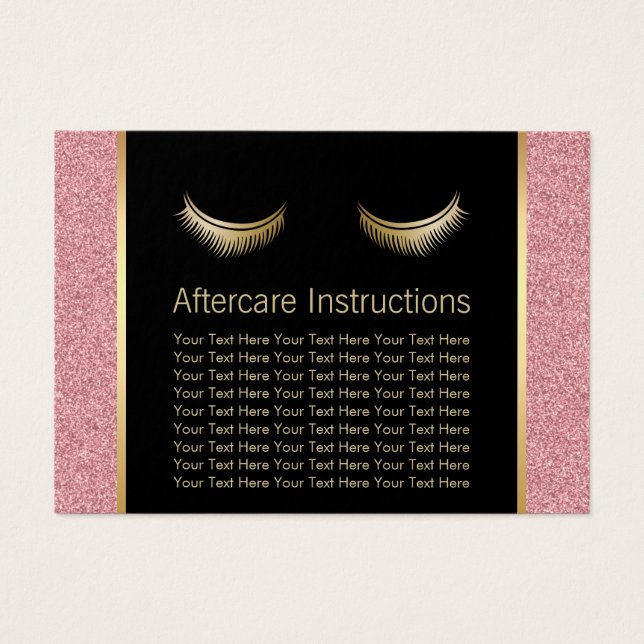 Lashes Makeup Artist Modern Rosa Instruções Dourad (Frente)