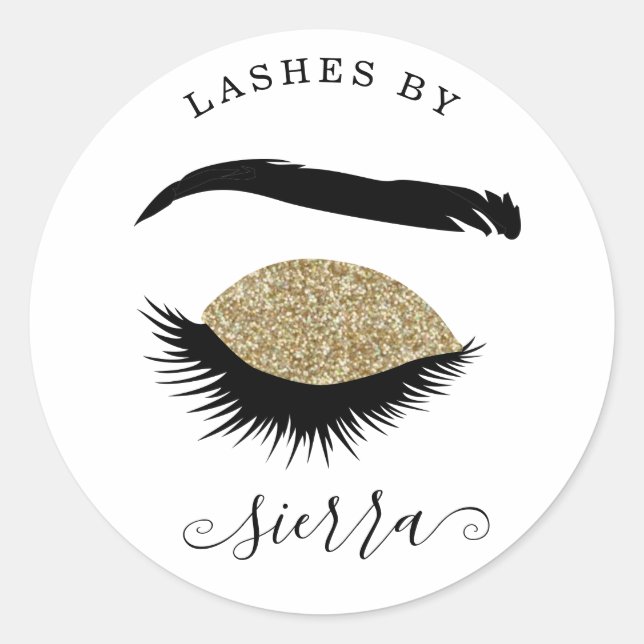Lashes Por Dourado Adesivo Clássico Com Largura (Frente)